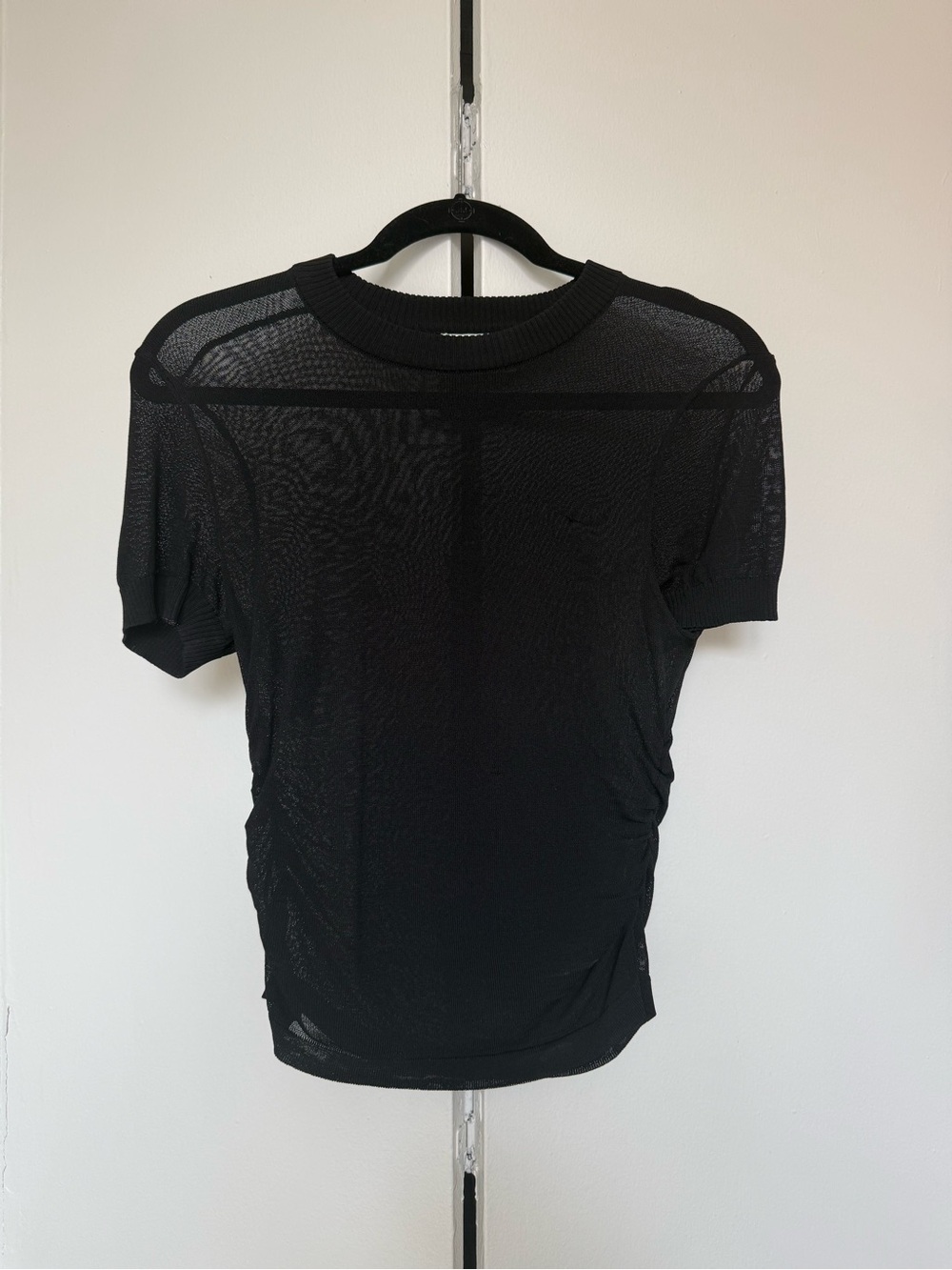 DISSH Black Short-Sleeve Sheer Knit Tee